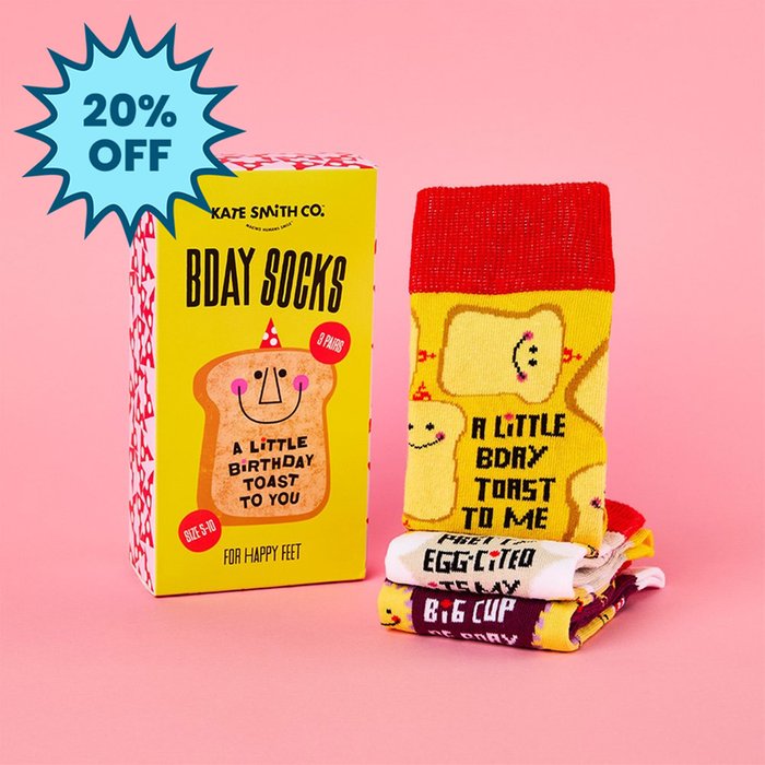 Kate Smith Co. A Little Toast To You 3pk Socks Set