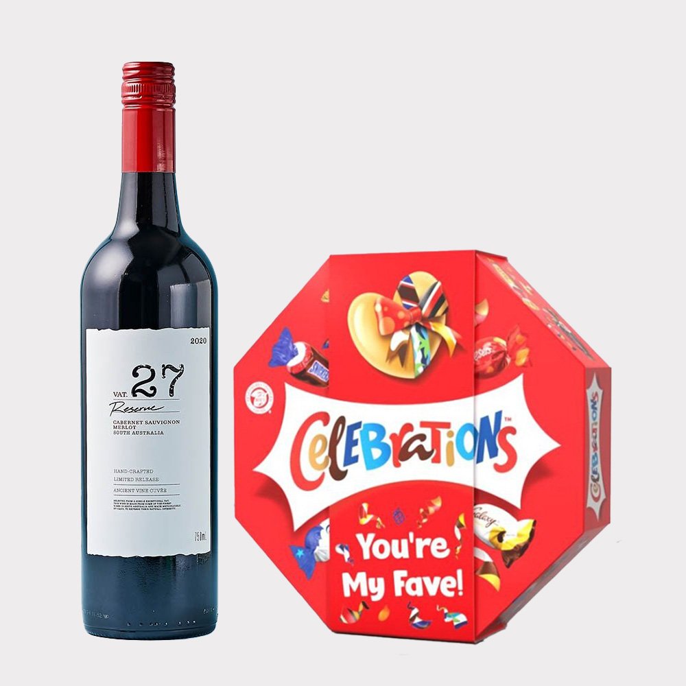 Virgin Wines Vat 27 Reserve Cabernet Sauvignon Merlot & Celebrations Gift Box 'you're My Fave' 385G