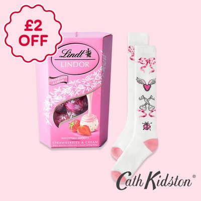 Cath Kidston With Love Socks & Lindt Strawberries' and Cream 200g