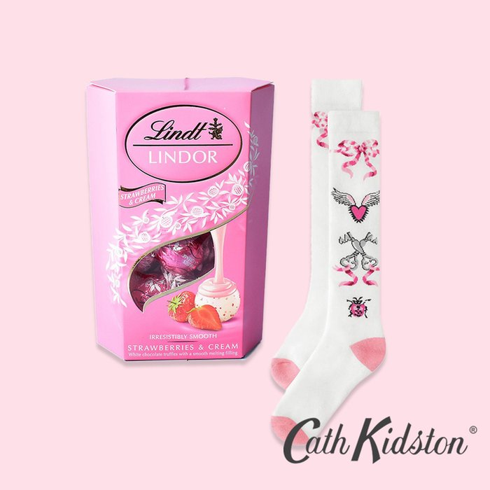 Cath Kidston With Love Socks & Lindt Strawberries' and Cream 200g