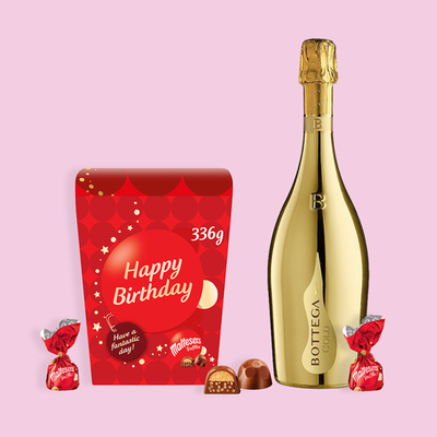 Maltesers Truffles 'Happy Birthday' Gift Box 336g & Bottega Gold Prosecco 75CL