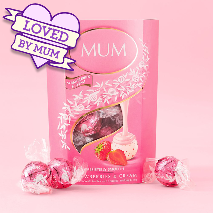 Mum Lindt Lindor Strawberries and Cream 200g Cornet 