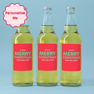 Personalised Merry Christmas Cider Trio 3x500ml