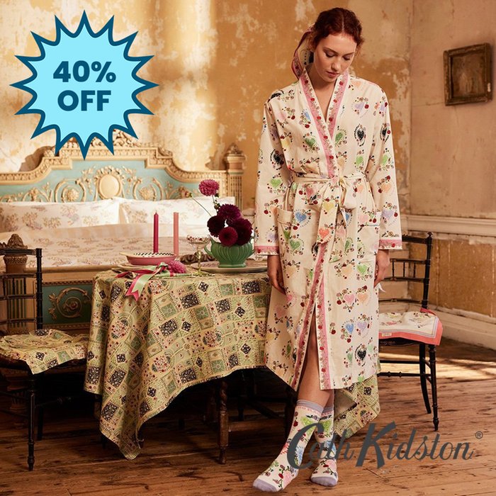 Cath Kidston Wonderful Women 100% Cotton Dressing Gown (Size 8-14)