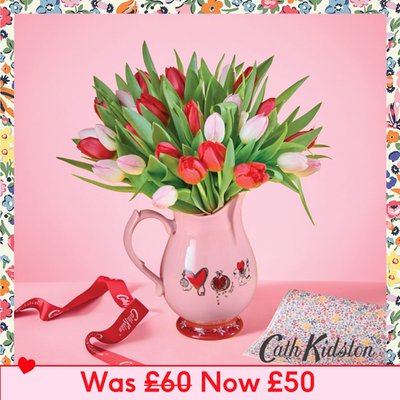   Cath Kidston Pink & Red Tulips and Jug