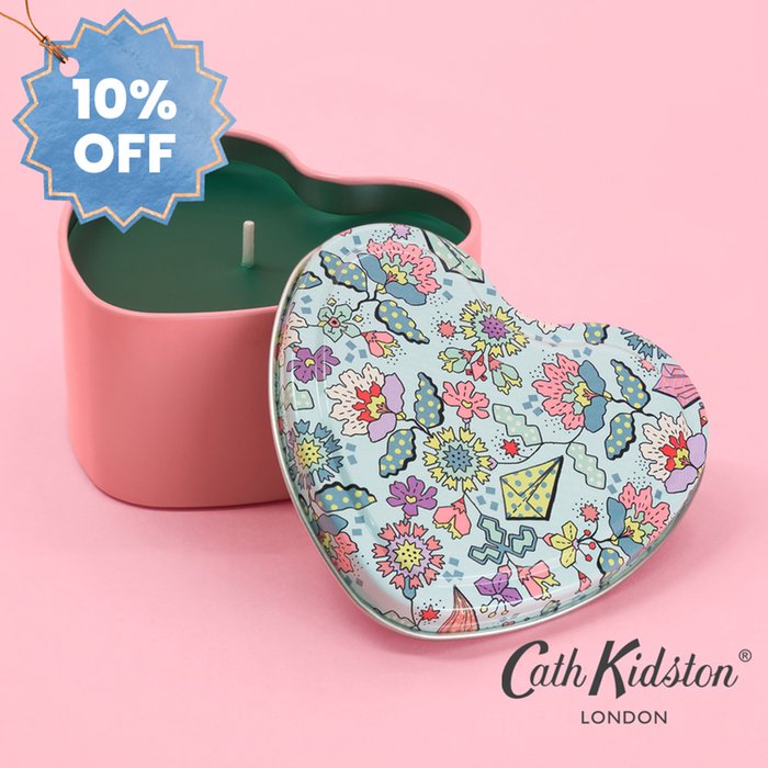 Cath Kidston Floral Heart Tin Candle