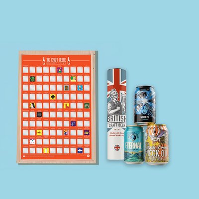 British Craft Beer Tube 3 x 330ml & Scratch Poster Gift Set
