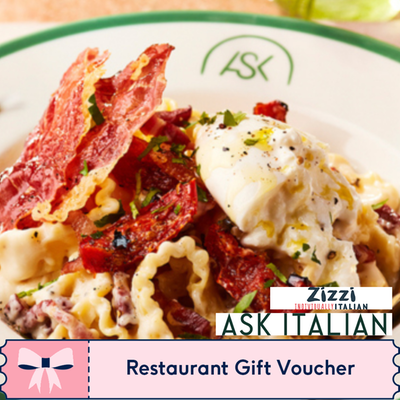 Zizzi or ASK Italian Dining Gift Voucher For Two