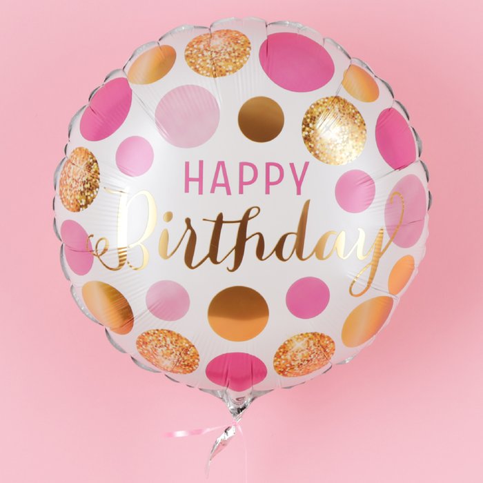 Pink & Gold Happy Birthday Balloon