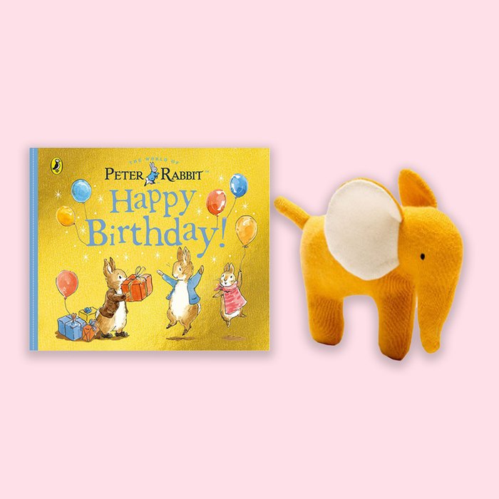 Ochre Elephant Plush & Happy Birthday (A Peter Rabbit Tale)