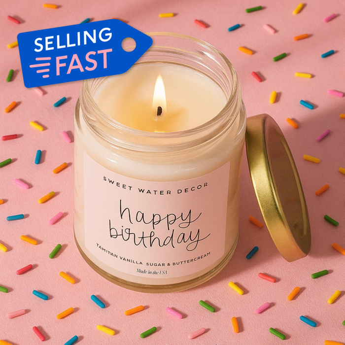 Happy Birthday Candle 9oz by Sweet Water Decor