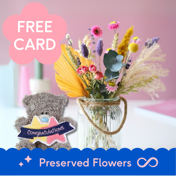 Bloomposy Dried Flowers & Tatty Teddy Congratulations Bear 