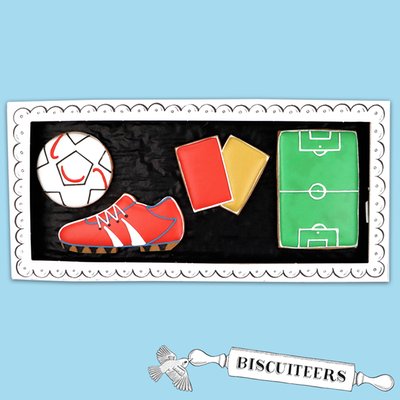 Biscuiteers Hand-Iced Football Letterbox Biscuits