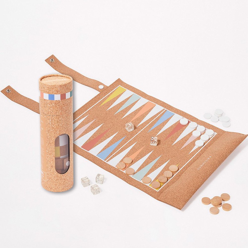 Moonpig Sunnylife Cork Roll-Up Backgammon Toys & Games
