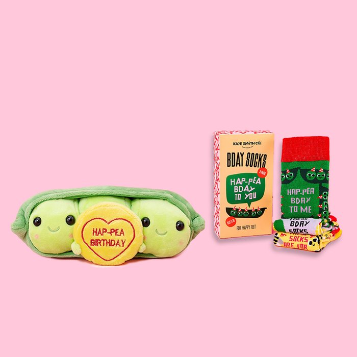 Swizzels Love Hearts 10cm Hap-Pea Birthday & Kate Smith Hap-pea Birthday Socks
