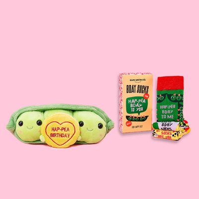 Swizzels Love Hearts 10cm Hap-Pea Birthday & Kate Smith Hap-pea Birthday Socks