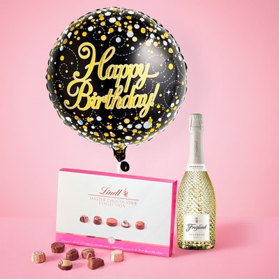 Black & Gold Birthday Balloon Gift Set