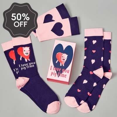 Love You Pig Time Adults 3pk Socks