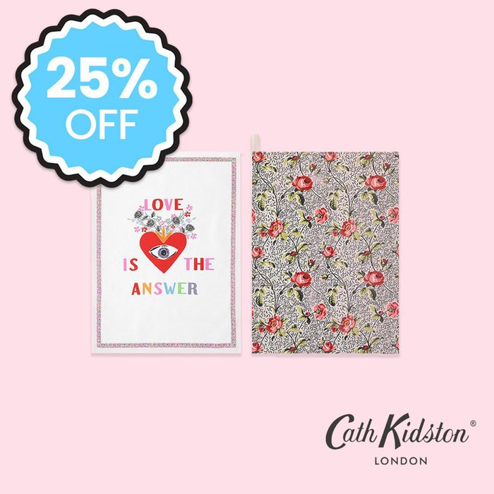 Cath Kidston Set Of 2 Floral Tea Towels