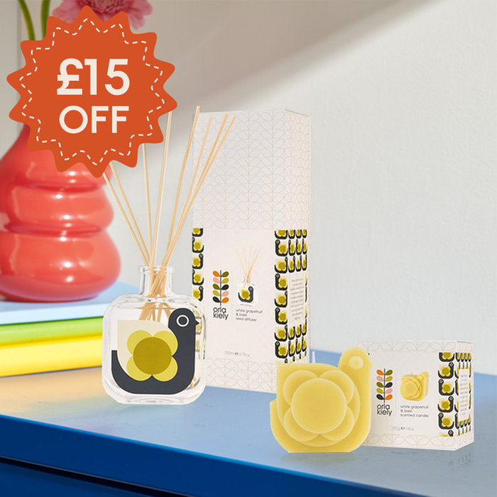 Orla Kiely White Grapefruit and Basil Hen Candle & Diffuser