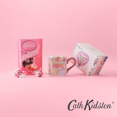 Cath Kidston Ditsy Shortie Mug & Mum Lindt Strawberries and Cream 200g cornet Gift Set