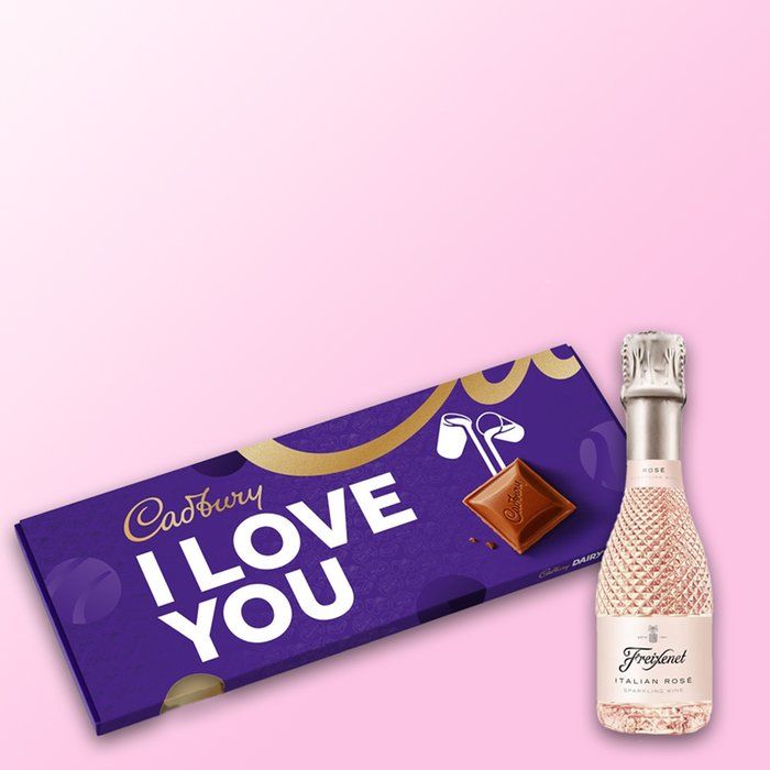 I Love You Giant Dairy Milk 850g & Freixenet Rose 20cl Gift Set