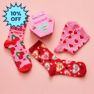 I Love You Cherry Adults 3pk Socks