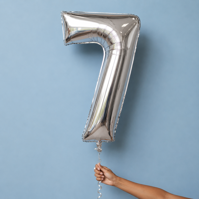 Giant Number 7 Silver Balloon