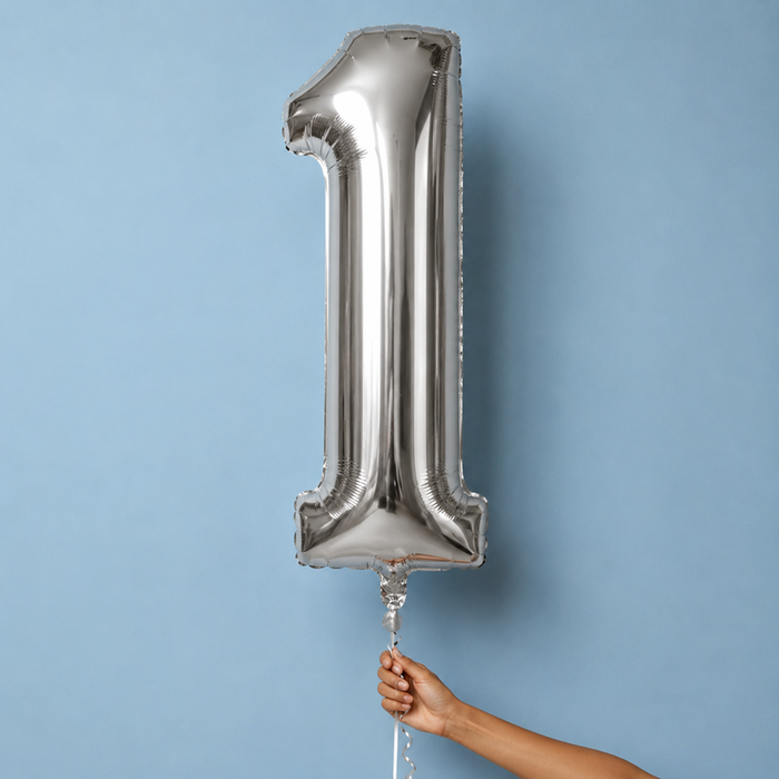 Giant Number 1 Silver Balloon