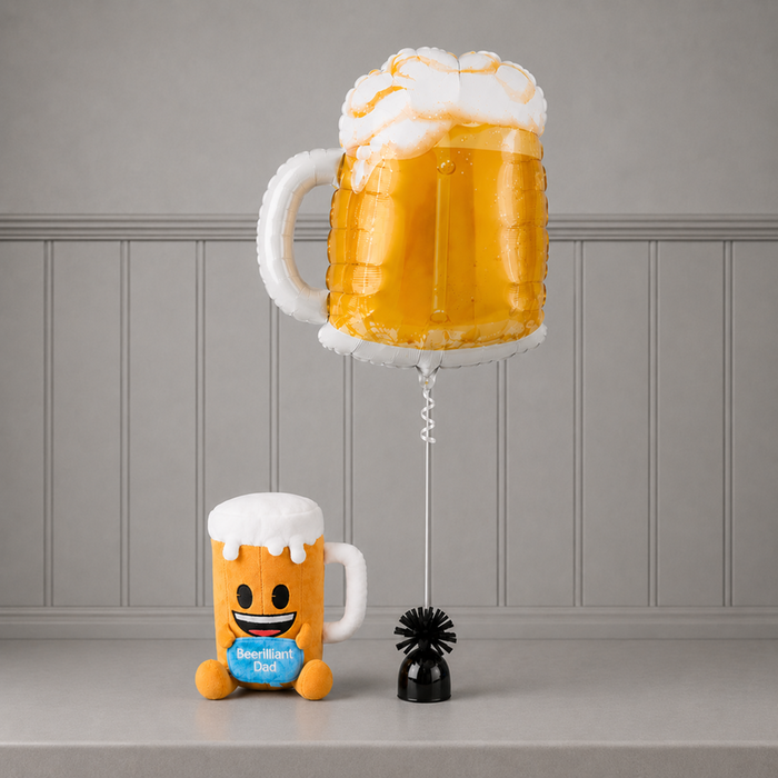 Giant Beer Balloon & Beer Plush Gift Set