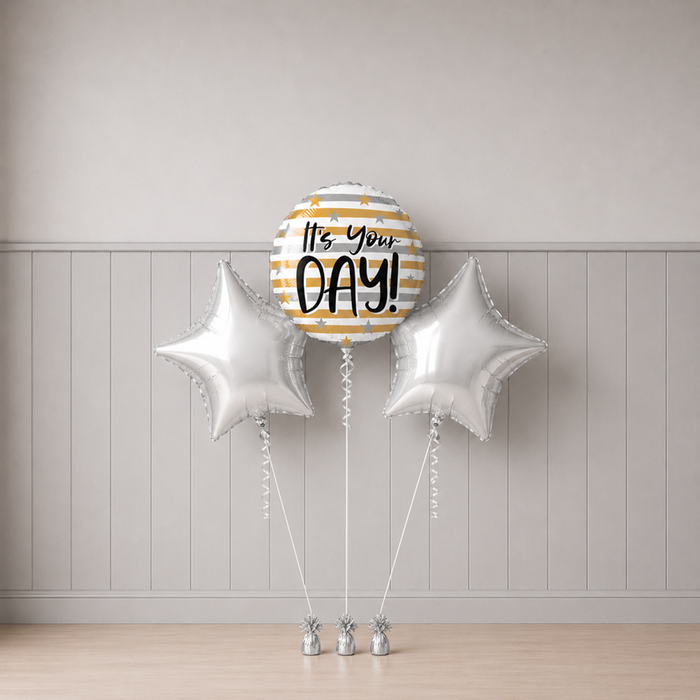 It's Your Day Balloon & Silver Stars Trio