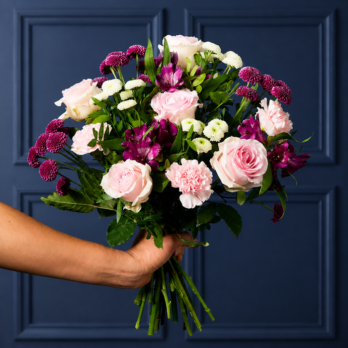 Pink Rose & Purple Santini Bouquet