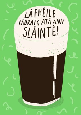 Illustration Of A Pint Of Ale With Irish Text In The Froth Saint Patrick's Day Card