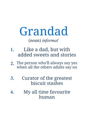 Dictionary Definition Of Grandad Father's Day Card