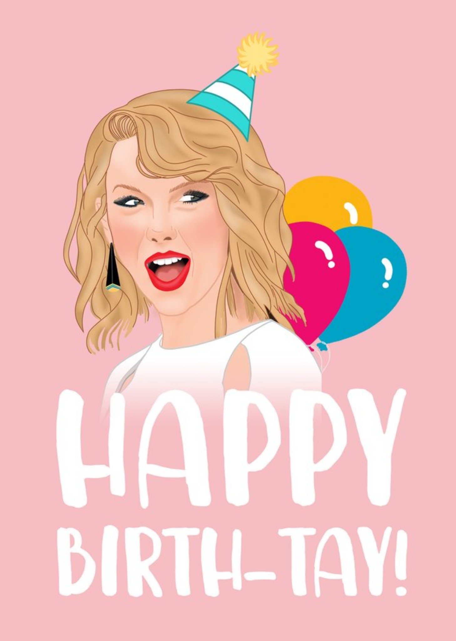 Moonpig Bright Graphic Illustration Of A Female Pop Star Happy Birth-Tay Card