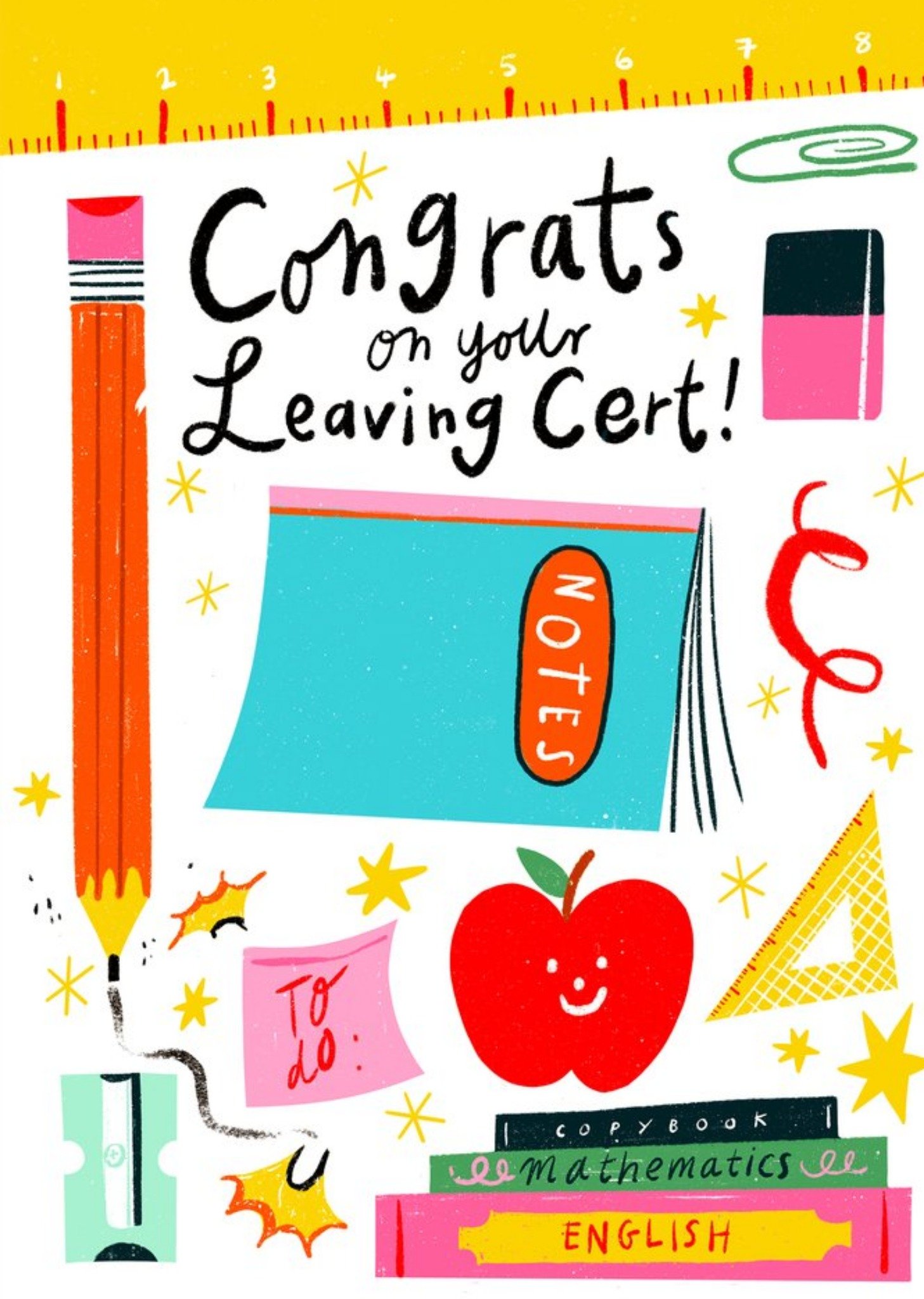 Moonpig Colourful Illustrations Of School Books And Stationery Leaving Certificate Card