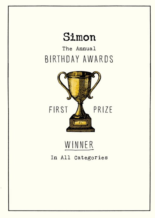 Personalised Birthday Awards First Prize Card