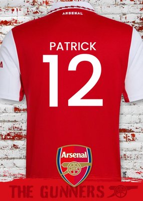 Arsenal Personalse T-Shirt Birthday Card