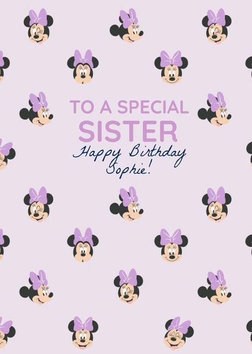 Disney Luxe Happy Birthday To A Special Sister Minnie Mouse Pattern Card