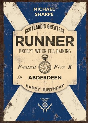 Scotlands Greatest Runner Personalised Card