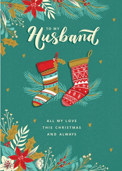 Stockings To My Husband All My Love This Christmas Card