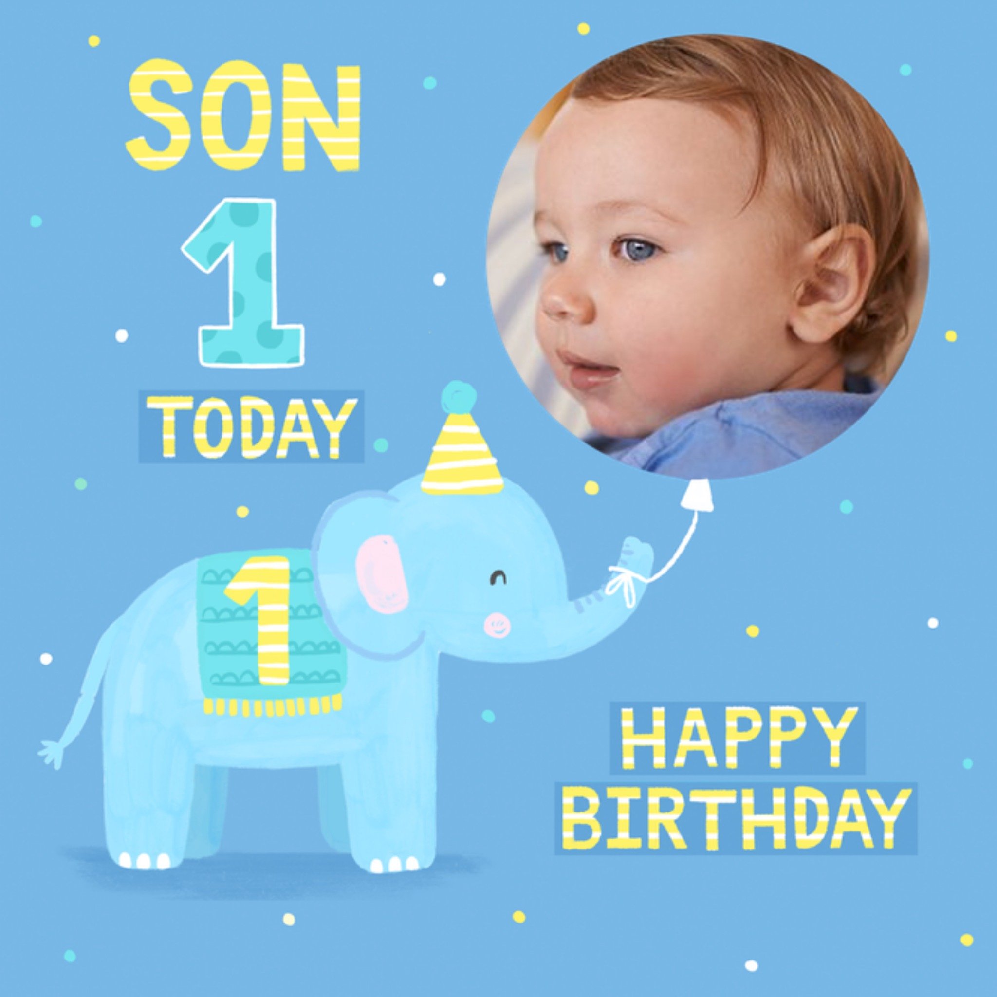 Moonpig Son 1 Today Elephant Photo Upload Birthday Card