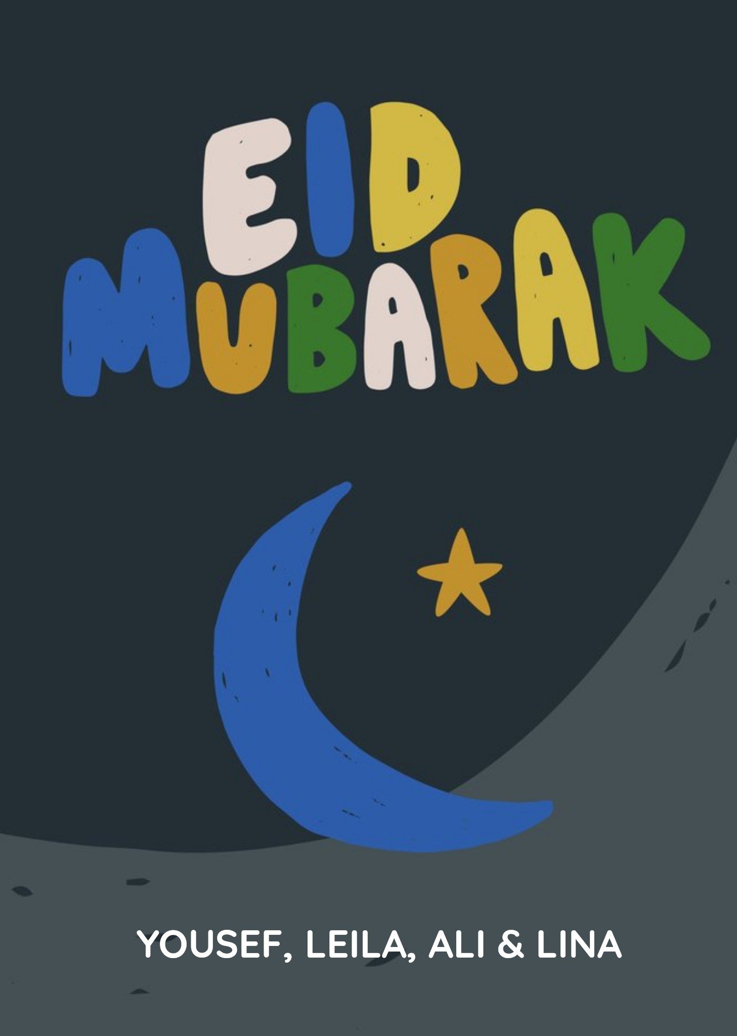 Moonpig Beck Ng Colourful Lettering Hand Drawn Eid Blessed Festival Card