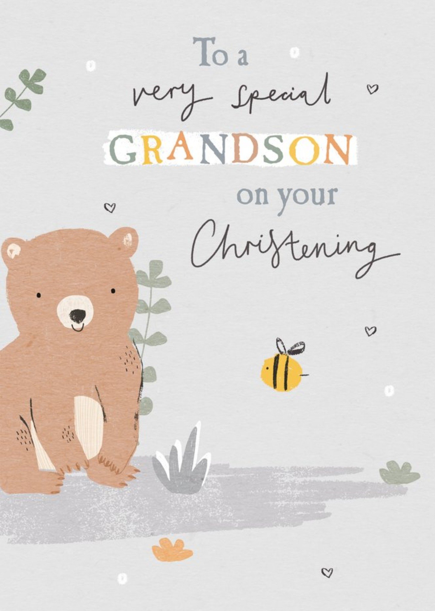 Moonpig Cute Illustrated To A Very Special Grandson Christening Card