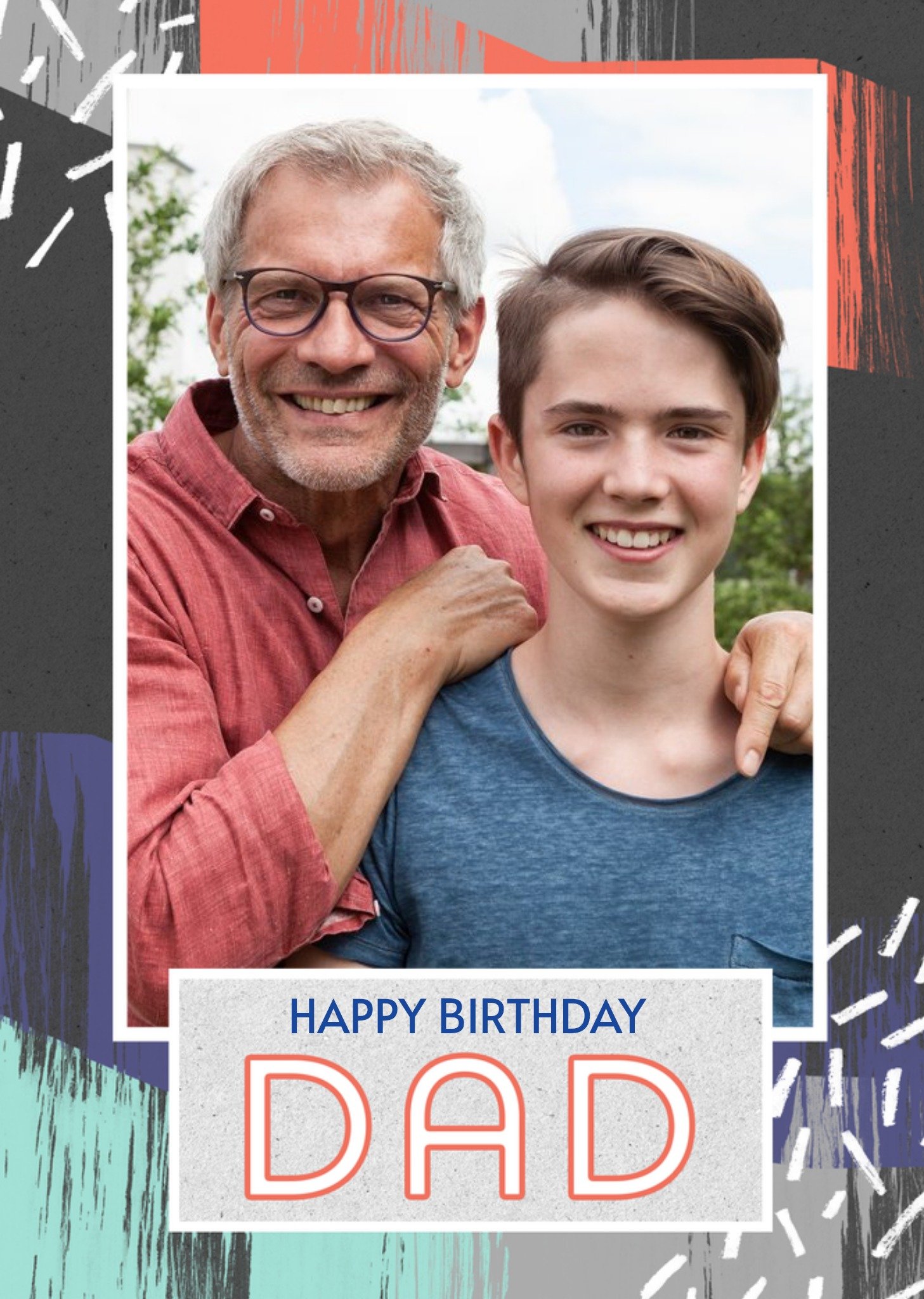 Moonpig Colourful Strokes Happy Birthday Dad Photo Card