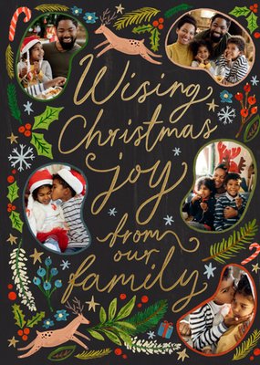 Christmas Joy From Our Family Illustrated Photo Upload Card