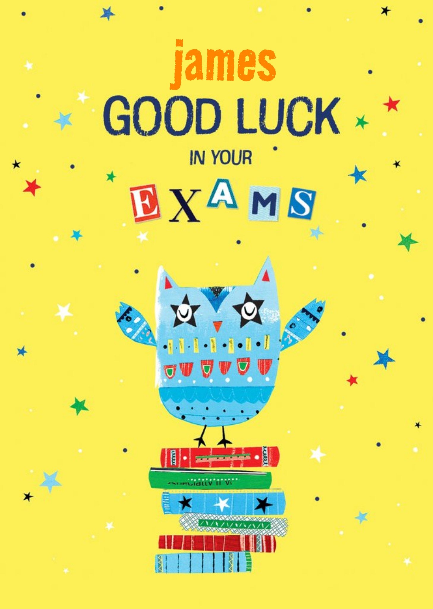 Moonpig Bright Illustration Of An Owl Good Luck In Your Exams Card