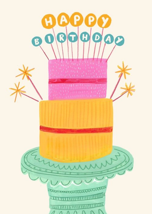 Birthday Cake Sparklers Happy Birthday Card