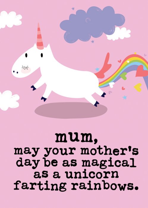 Unicorn Farting Rainbows Funny Magical Mother's Day Card