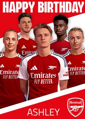 Men's & Women's Arsenal Football Players Happy Birthday Card